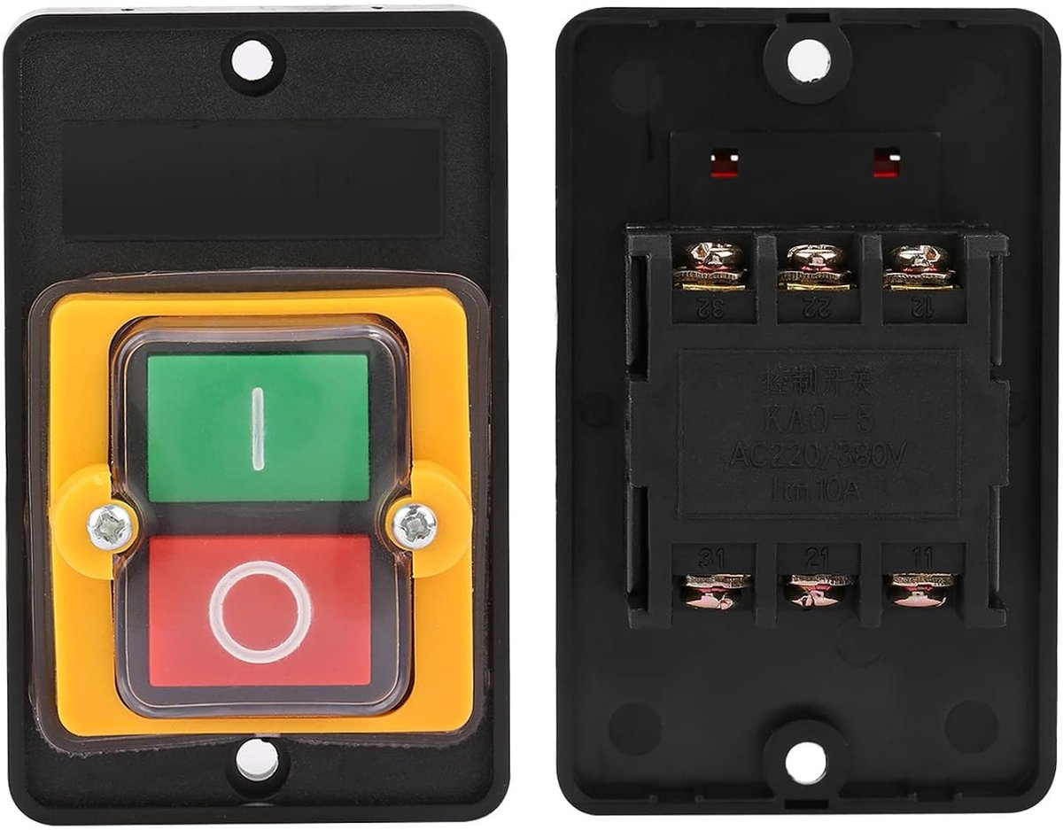 Drukknopschakelaar 10A - AC 220V/380V - Waterdicht - Veilig starten en stoppen voor machines - ShopVlot