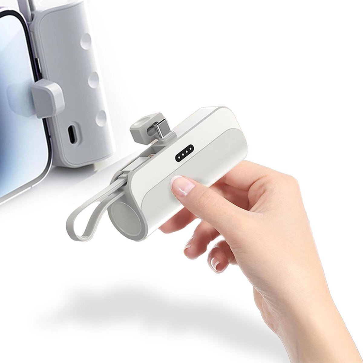 Mini oplader - draagbare power bank - geïntegreerd kabel - ideaal voor noodgevallen - ShopVlot