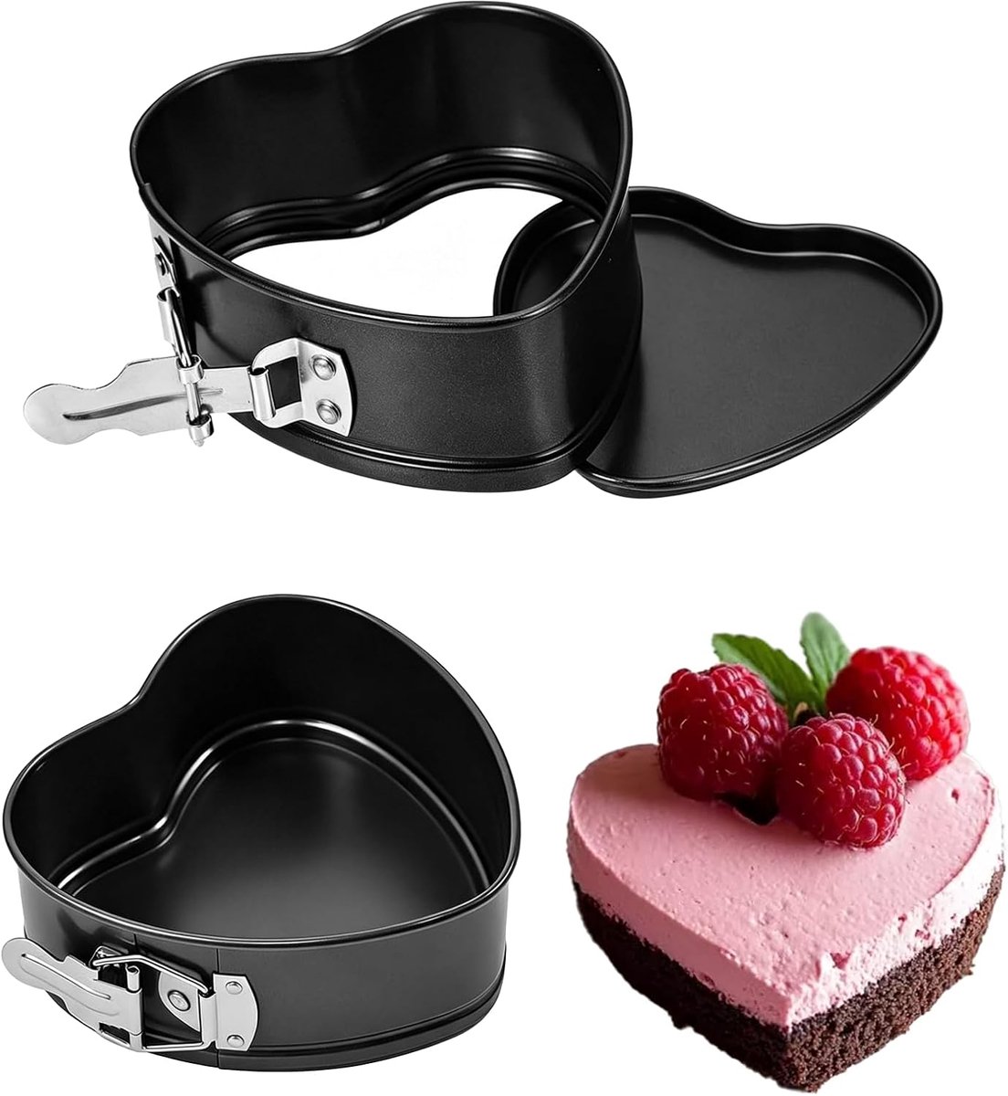 mini-hartvormige bakvorm 10 cm - koolstofstaal - antiaanbaklaag - eenvoudig taart verwijderen - ShopVlot