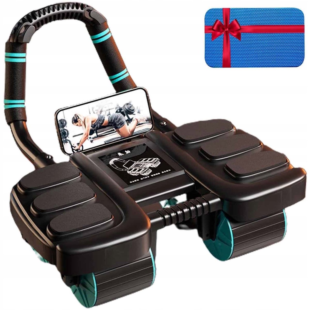 Buikspierroller - Buikwiel Fitnesswiel - Kerntraining Thuis - Automatische Rebound Functie - 35x36x24cm - Zwart
