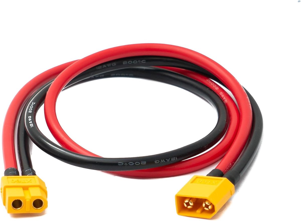 Solar kabel 50cm XT60 - 12AWG koper - oranje - ideaal voor zonnepaneelverbindingen - ShopVlot