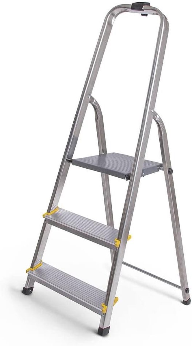 Trapladder 3 treden - aluminium - lichtgewicht - opvouwbaar en veilig - ShopVlot