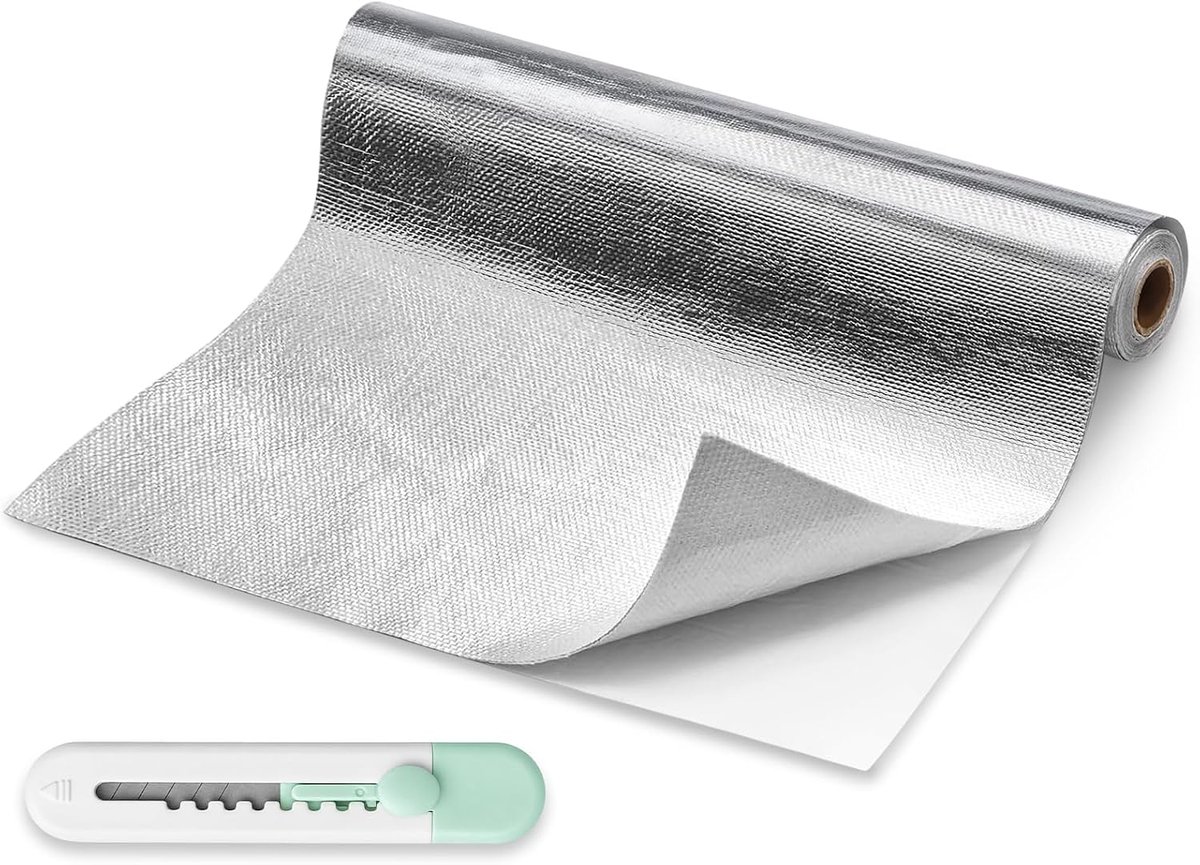 Aluminium hittebeschermmat 500 x 40 cm - zelfklevend - 572 °F - ideaal voor dagelijks gebruik - ShopVlot