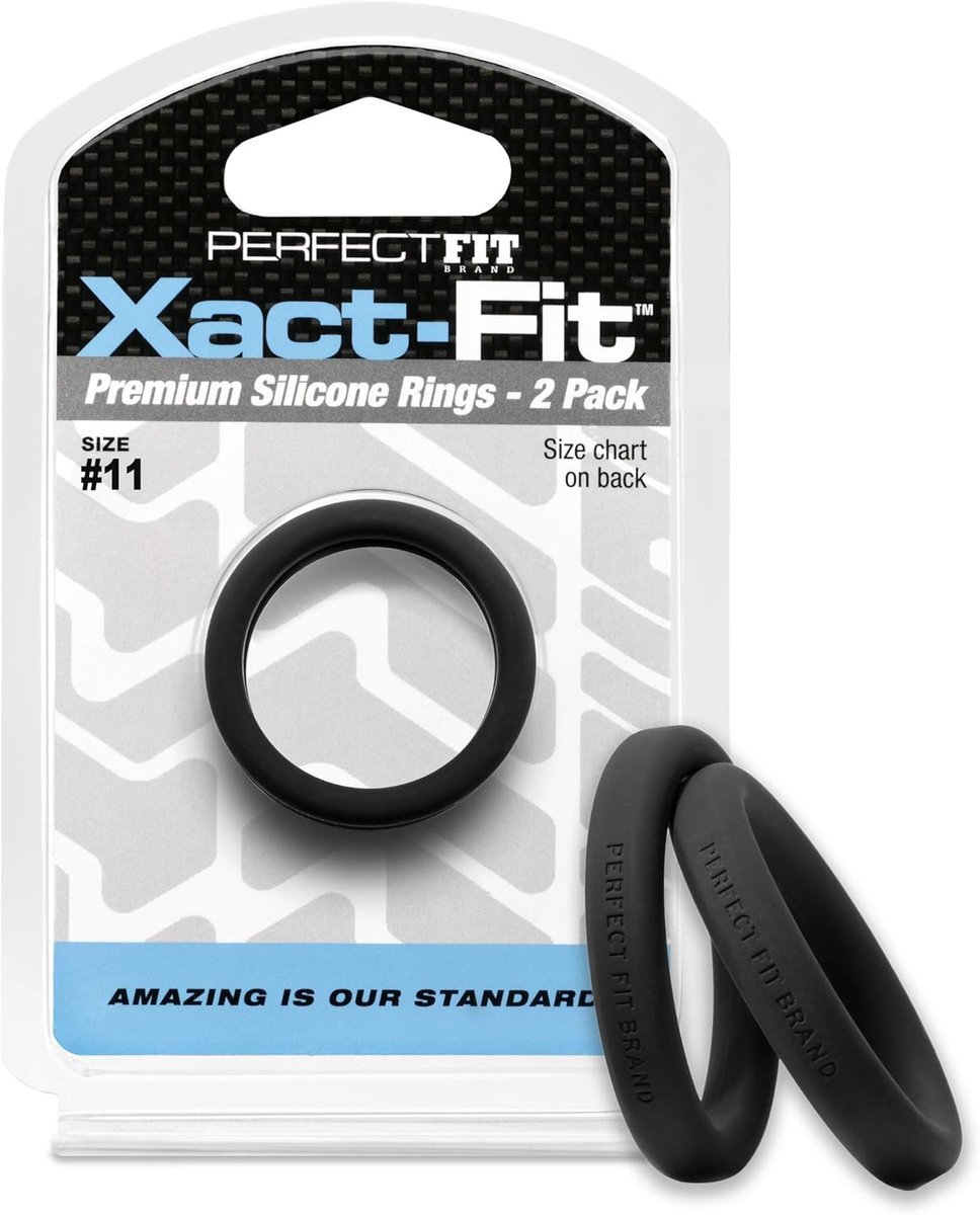 Siliconen Cockring Set van 2 - Exacte Pasvorm 28mm - Zwart - Voor een stevige grip - ShopVlot
