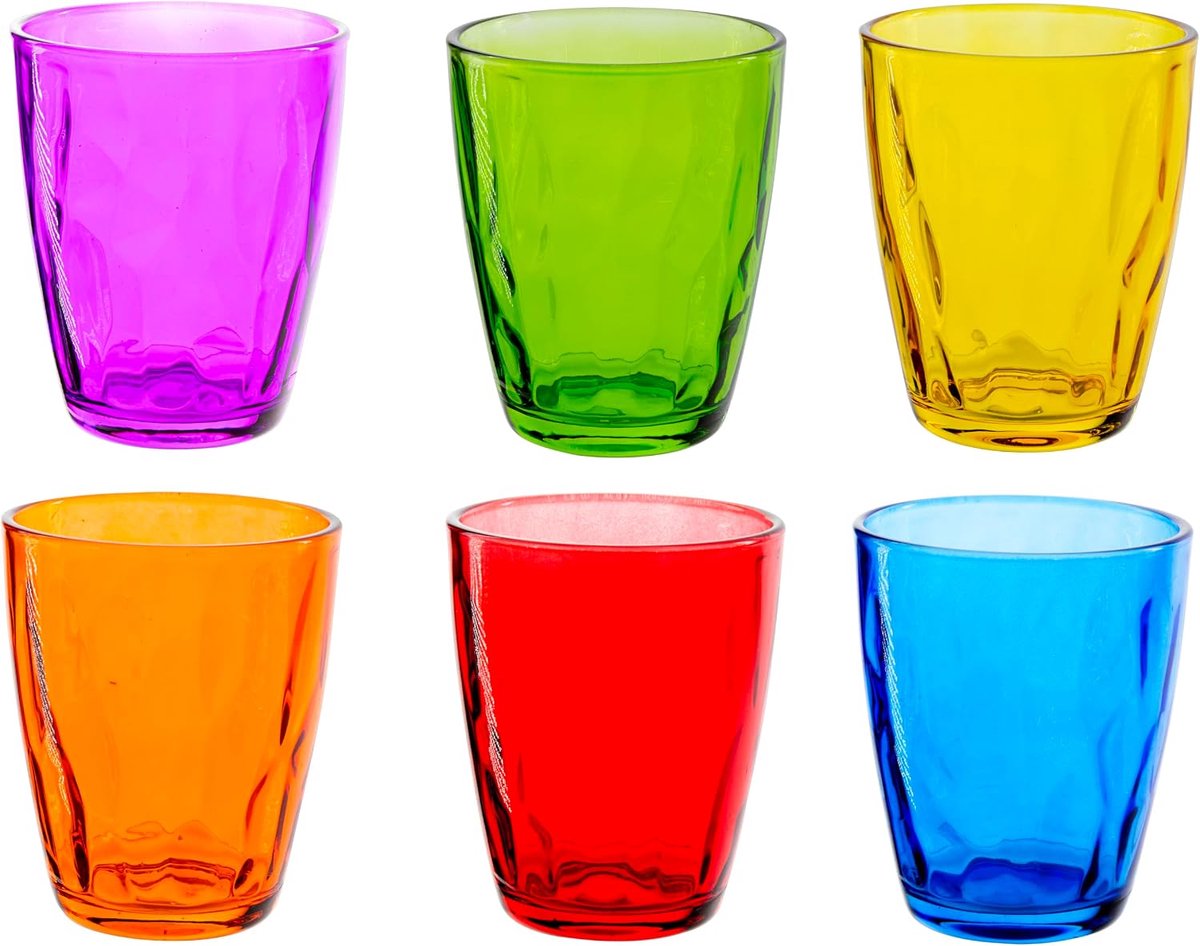 Glazen set van 6 - Athina kleuren - Geschikt voor elke gelegenheid - Mooi decoratief - ShopVlot