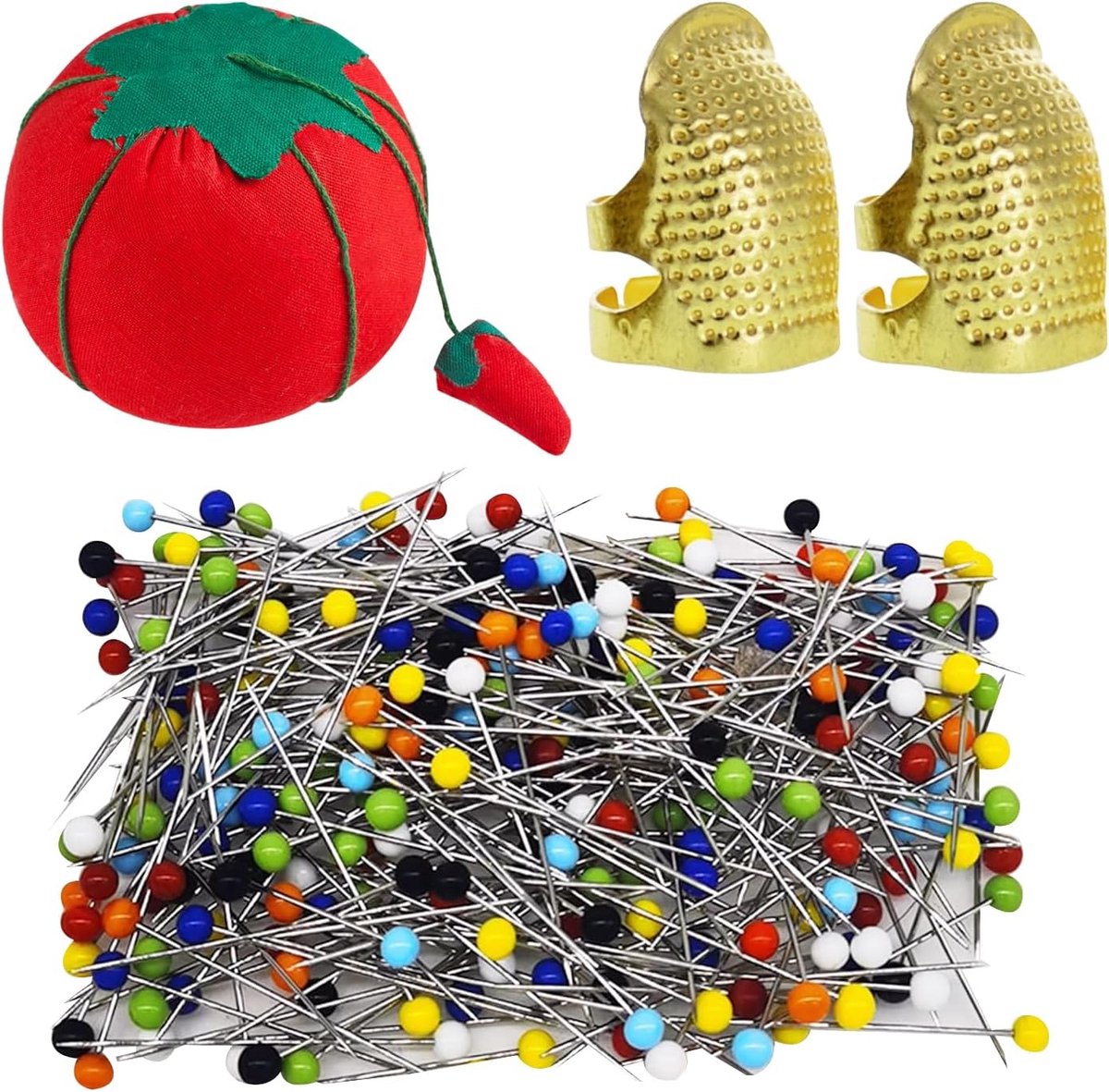 Naaipen set van 100 stuks - glazen kop - kleurrijk - ideaal voor kleding en decoratie - ShopVlot