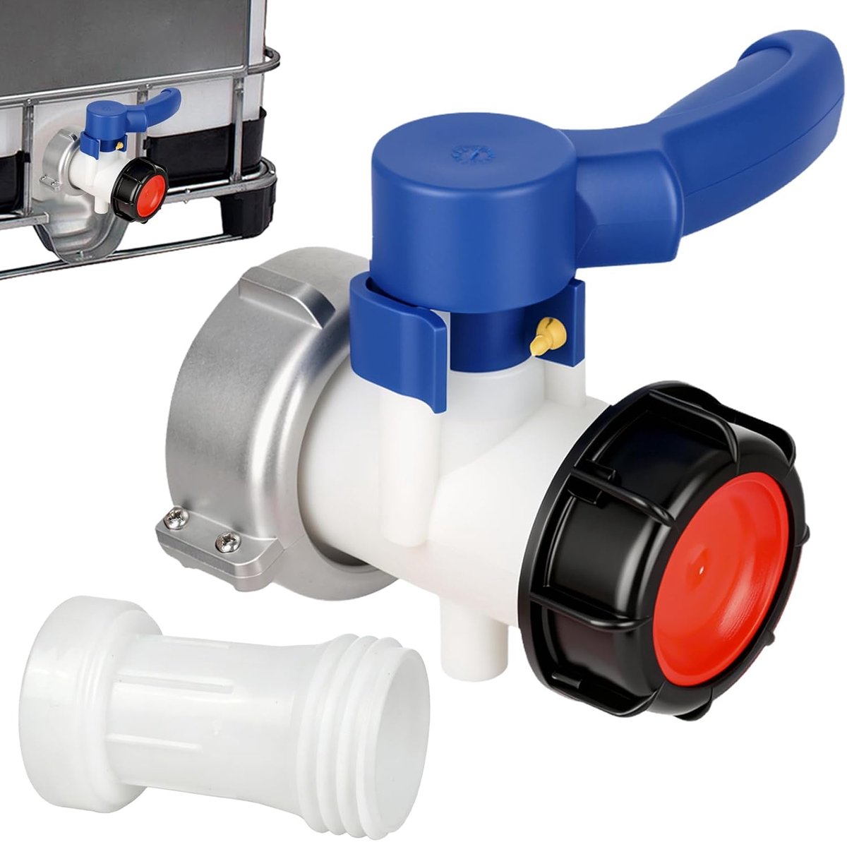 IBC adapter kogelkraan DN50 - 75 mm afsluitkraan - geschikt voor IBC-container - eenvoudig afvoeren van vloeistoffen - ShopVlot