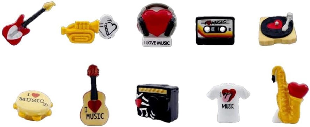 Porseleinen bonen I Love Music - Kleurrijke verzamelbonen - Decoratie voor Galette des Rois - Voor muziekliefhebbers - ShopVlot