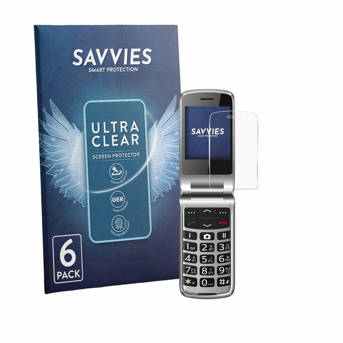 Savvies - Screenprotector voor bea-fon SL645 - Folie Beschermfolie transparant 6 Stuks
