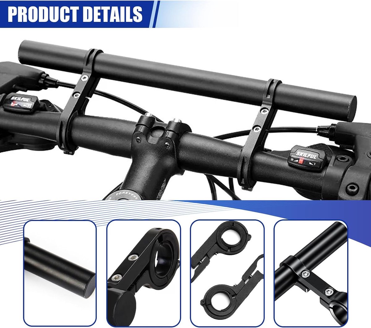 Fiets stuurverlenging 20 cm - aluminiumlegering - extra ruimte voor accessoires - comfortabel rijden - ShopVlot