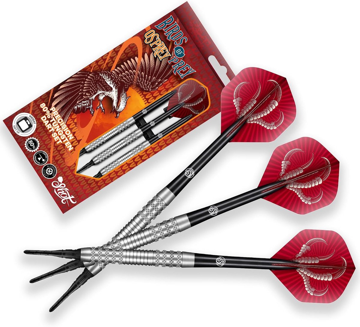 Soft tip dart set 18 gram - 80% tungsten - professionele darts - perfect voor toernooien - ShopVlot