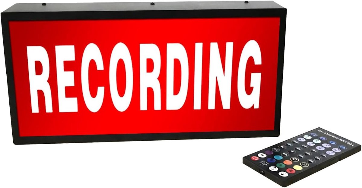 Neon Sign Recording Light - LED Verlichting - Met Instelbare Helderheid - Perfect voor Studio of Thuiswerkplek - ShopVlot