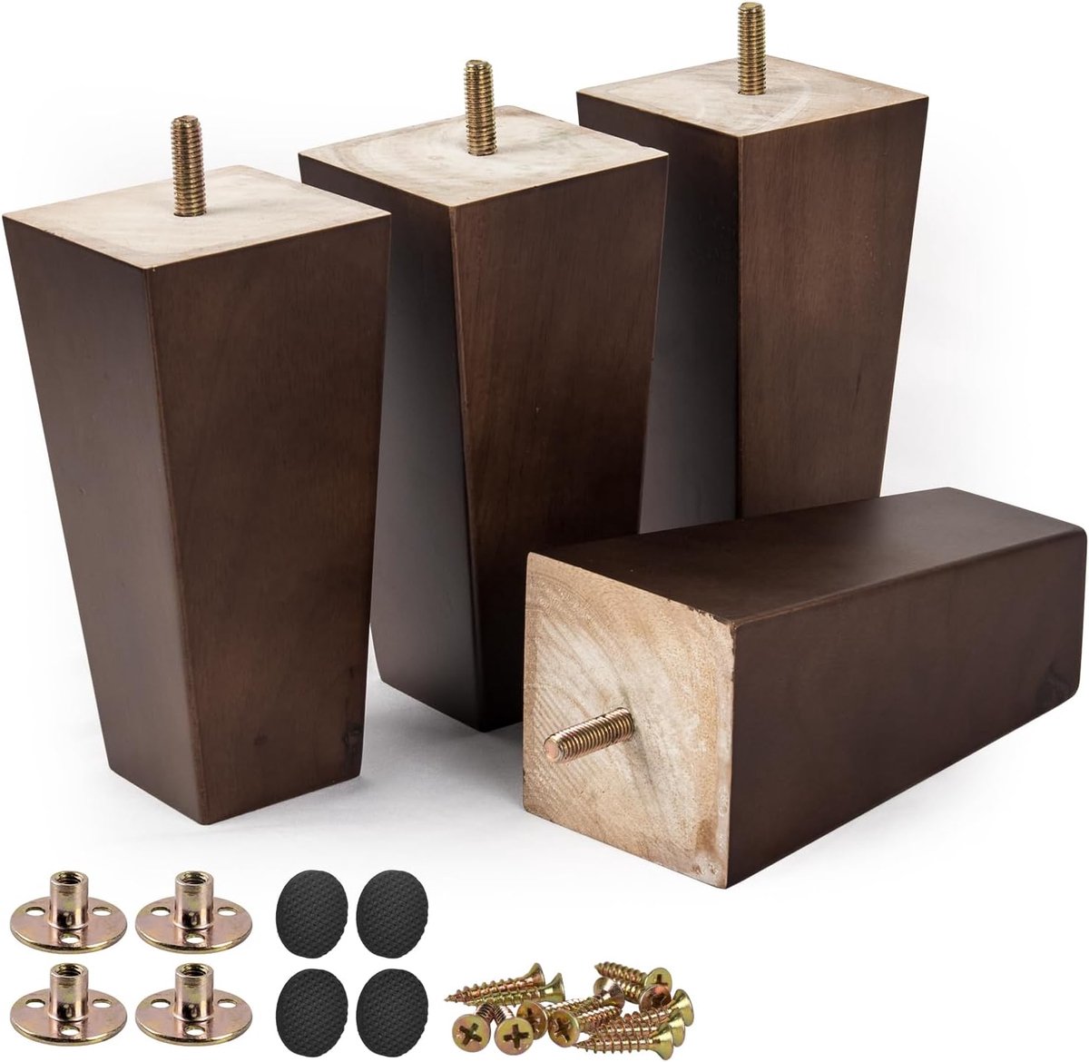 Meubelpoten 8cm - Massief hout - Zwarte afwerking - Ideaal voor armstoel of laag bed - ShopVlot