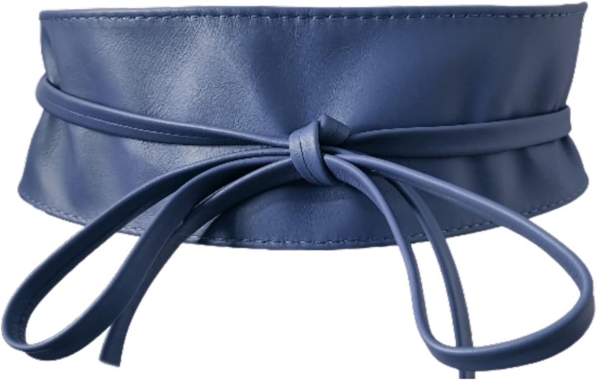 Brede leren ceintuur voor dames - Echt leer - Navy blauw - Accentueert de taille - ShopVlot