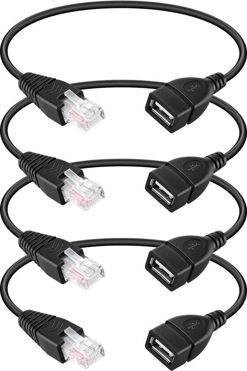 USB naar RJ45 ethernet kabel set van 4 - 30 cm - zuurstofvrij koper - voor modem en router - ShopVlot