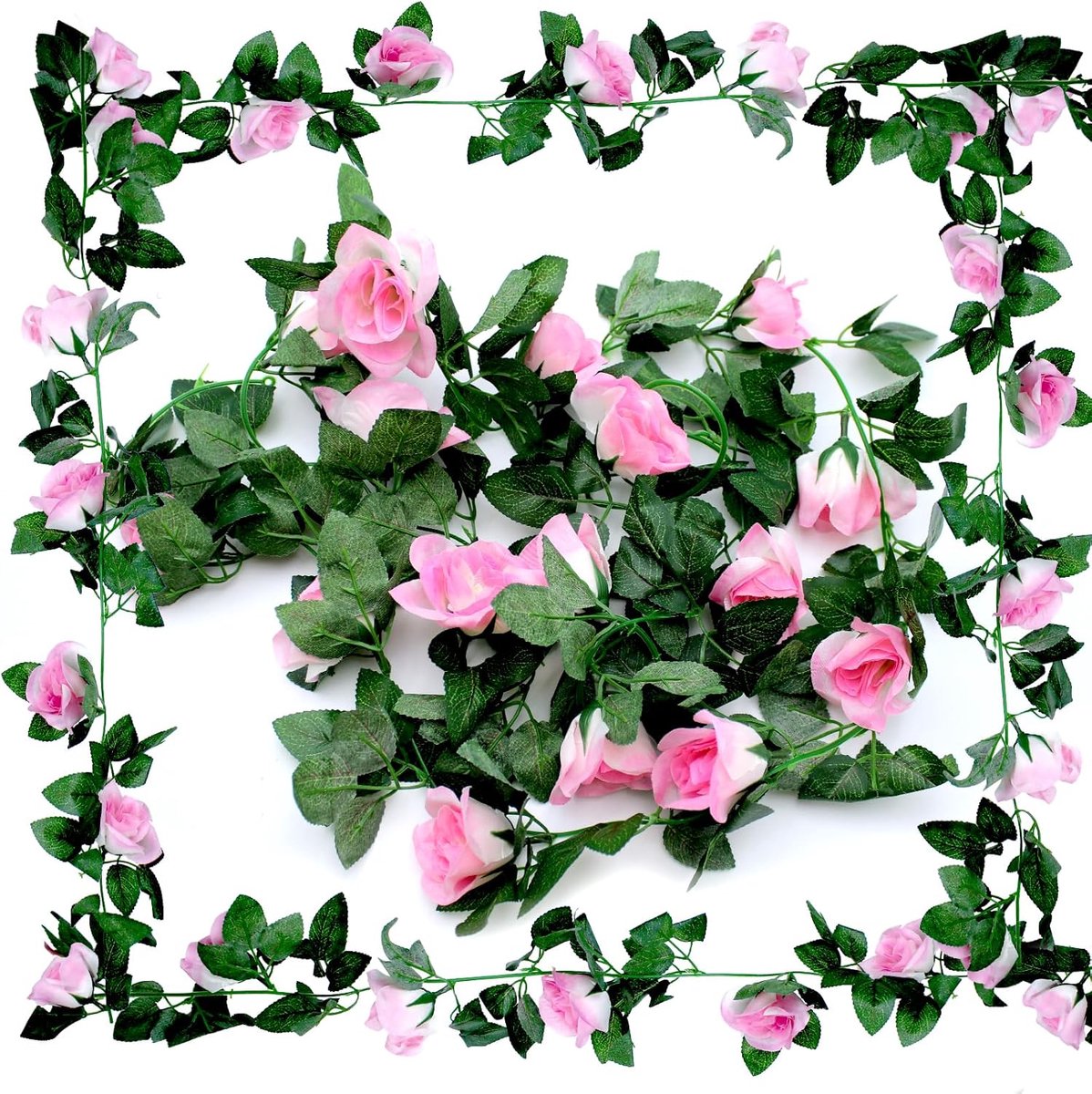 Rozenslinger 2 stuks - Rode kunstbloemen - Hangende rozen - Perfect voor bruiloft en tuin - ShopVlot