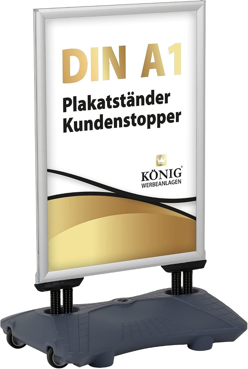 Poster stand Keitum Wind Line Plus DIN A1 - zilver - dubbelzijdig - stabiele basis voor weerbestendige presentatie - ShopVlot