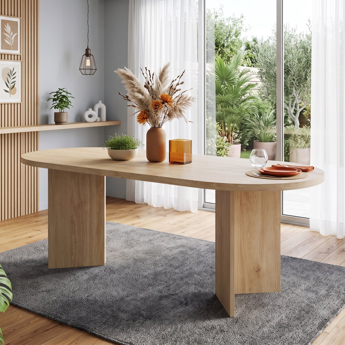 Eettafel 160x80 cm - Eikenlook Eetkamertafel Met Afgeronde Hoeken En 18mm Tafelblad Eiken