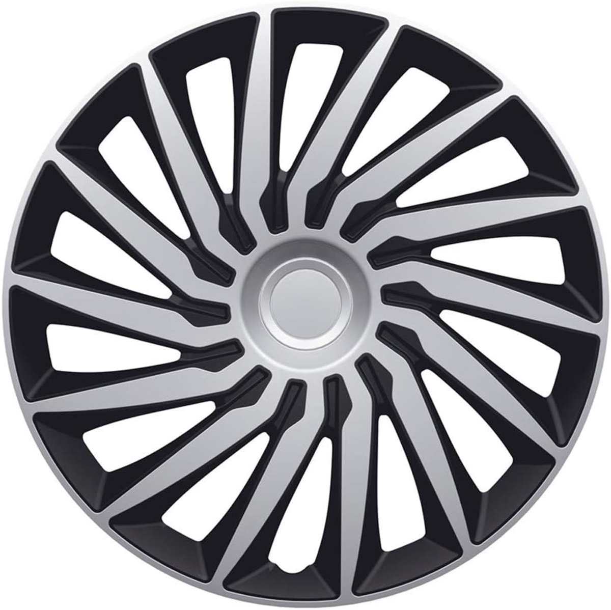 Wieldoppenset 16-inch - zilver/zwart - 4-delig - stijlvolle bescherming voor uw wielen - ShopVlot