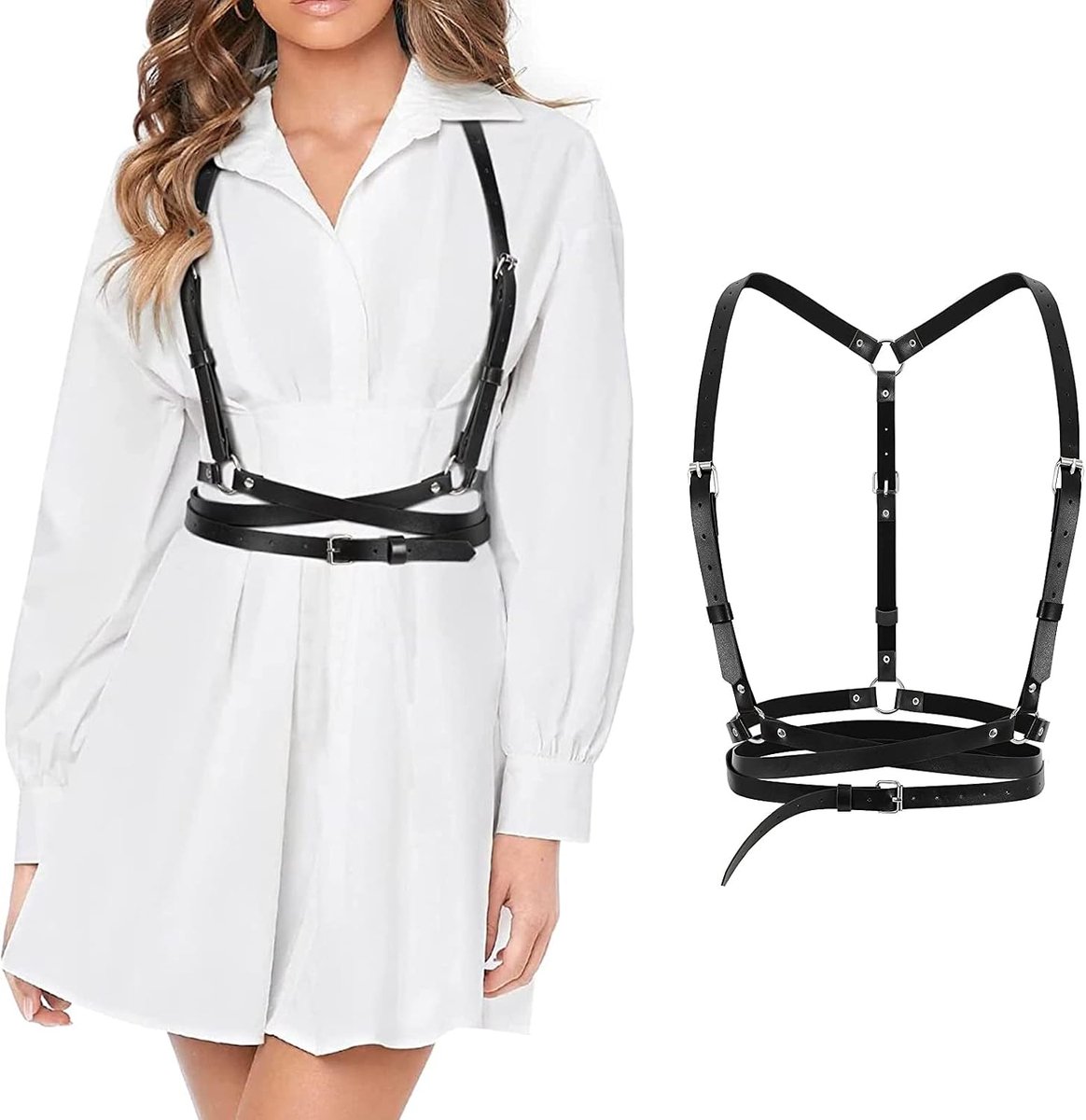 Punk tailleband - leren body ketting - verstelbaar - perfect voor Halloween - ShopVlot