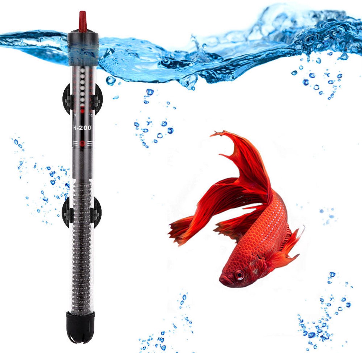 Claoner Aquariumverwarmer - 25W instelbaar - Met thermostaat - Volledig onderdompelbaar - Voor zoet- en zoutwater - Automatisch