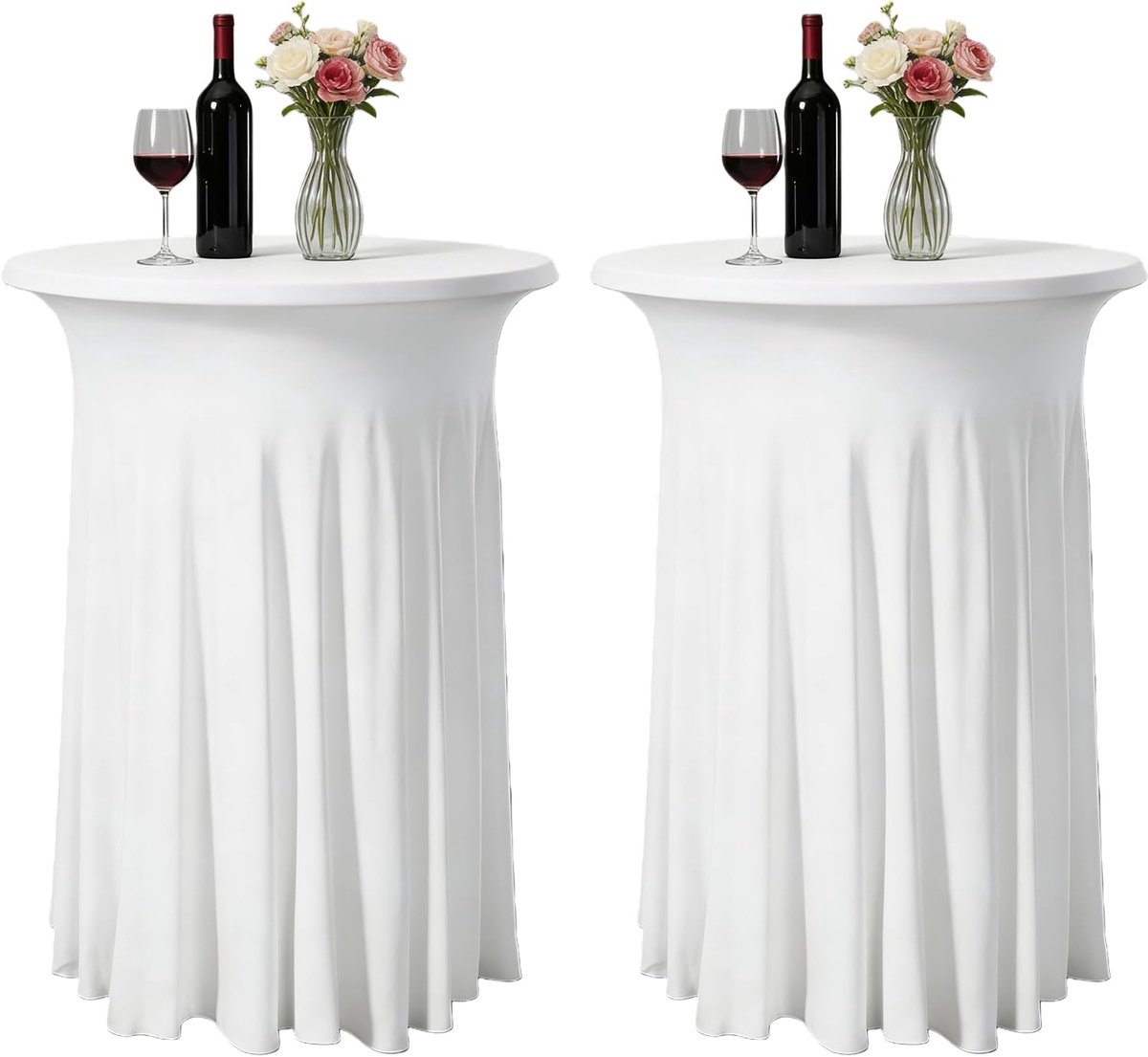 Stretch tafelkleed set van 2 - 80 x 110 cm - wit rekbaar - elegant design - perfect voor feesten - ShopVlot