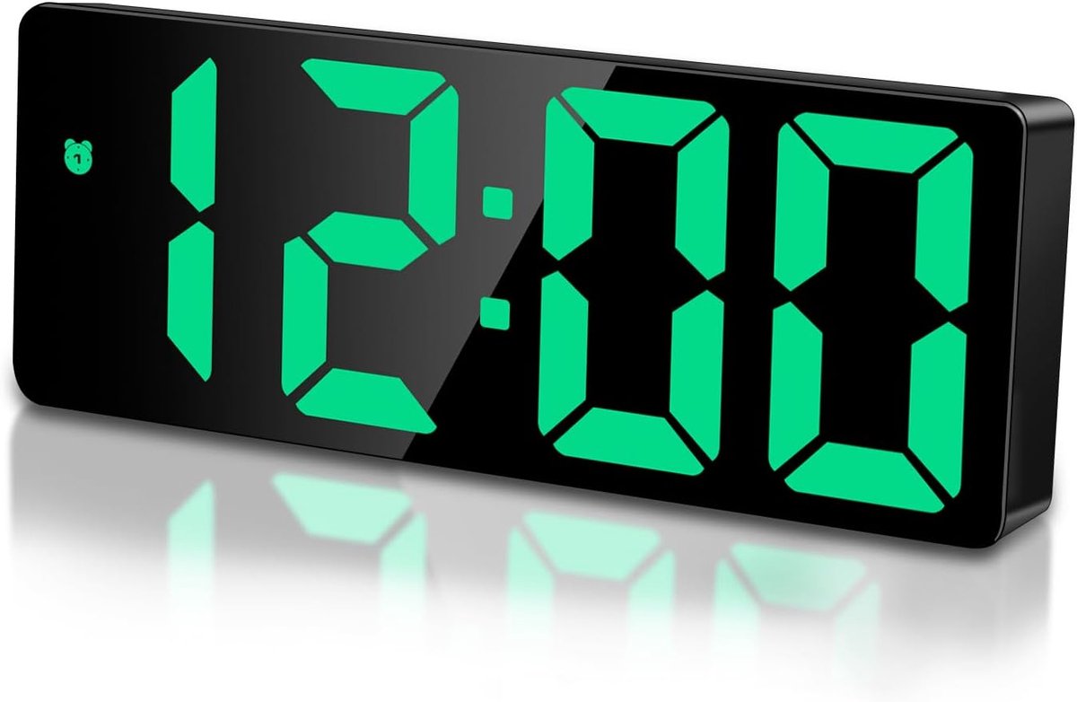 Digitale wekker met LED-display - groene kleur - tijd, datum en temperatuur - ideaal voor slaapkamer en kantoor - ShopVlot