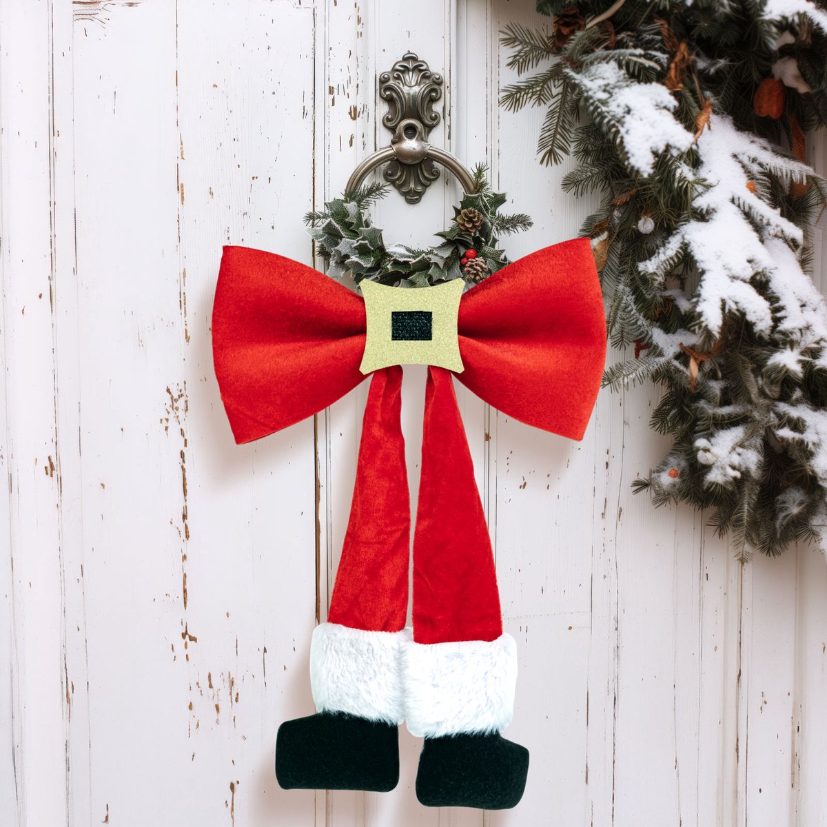 Kerstdecoratie - strik met glittergesp - 25 x 40 cm 1 Stuks [58949]
