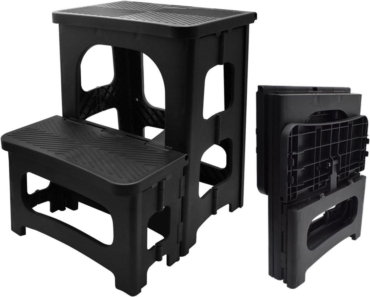 Vouwbare 2-trede ladder - Draagbare 2-traps ladder - Antislip voetpedalen - Veilig en multifunctioneel - ShopVlot