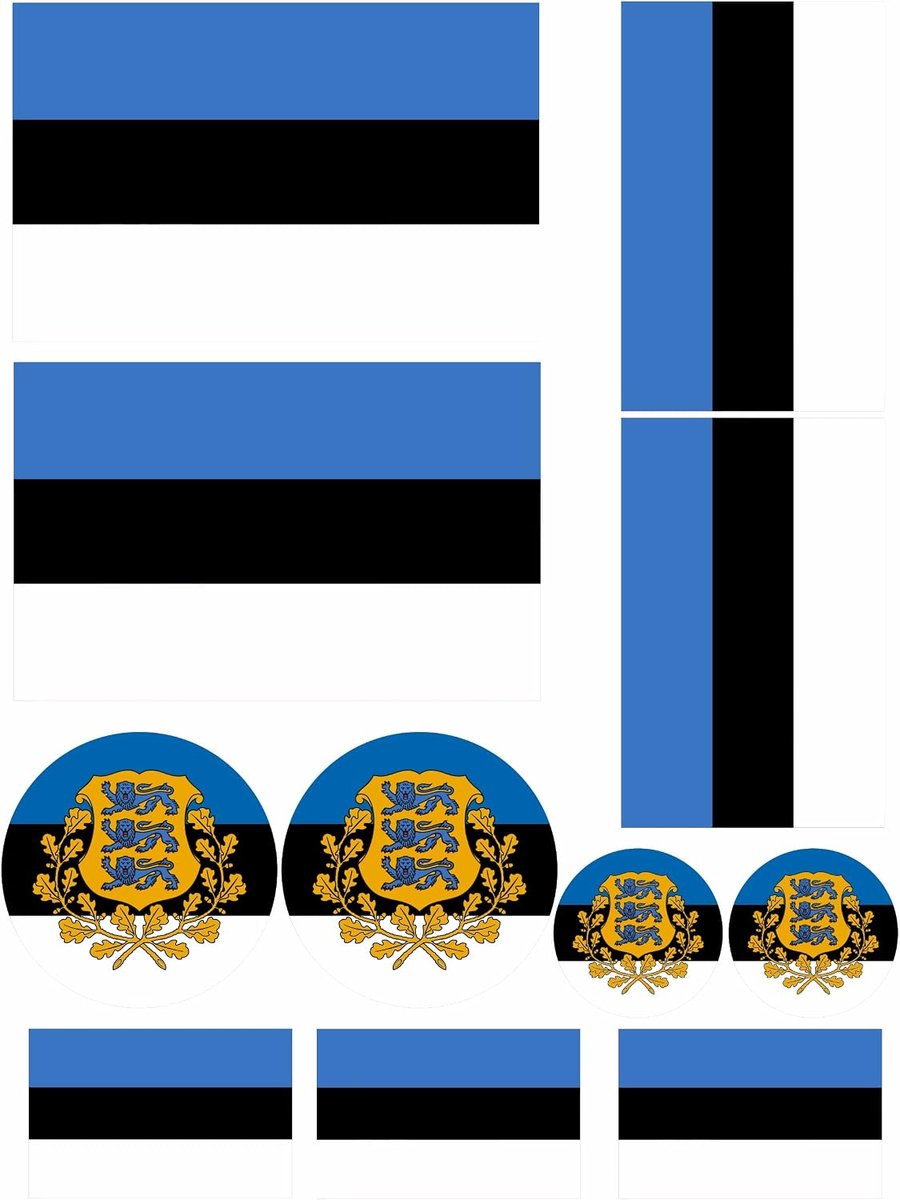 Estland vlaggen set 11 stuks zelfklevende stickers - diverse maten - ideaal voor auto, motor en meer - ShopVlot