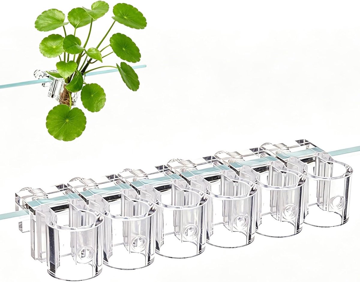 Aquariumplantenhouder set van 6 - acryl - voor aquaria met glasdikte ≤ 10 mm - ideaal voor aquascaping - ShopVlot