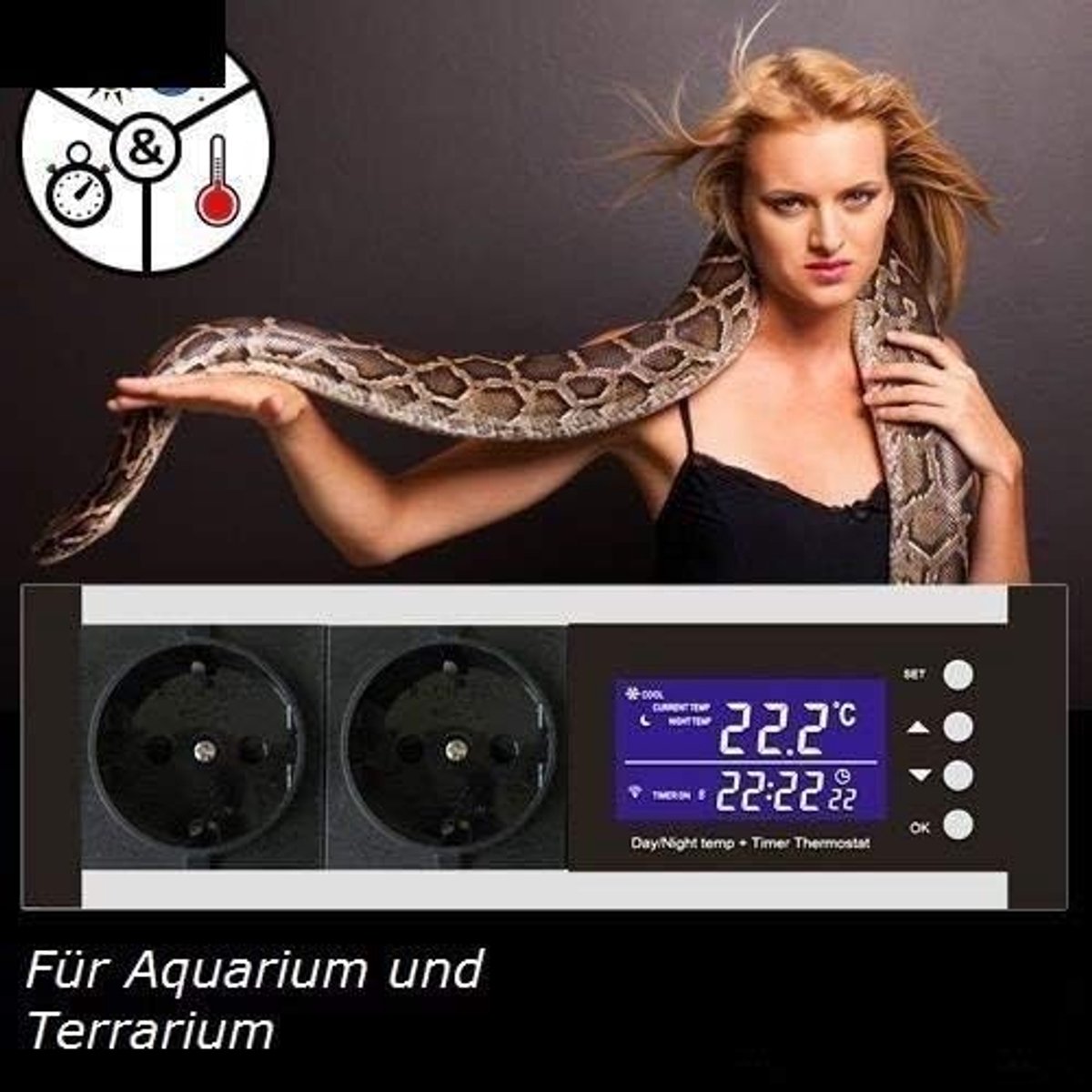 Digitale Thermostaat TMT-100 Pro TX1 - Temperatuurregeling - Tijdschakelaar - Ideaal voor reptielen - ShopVlot