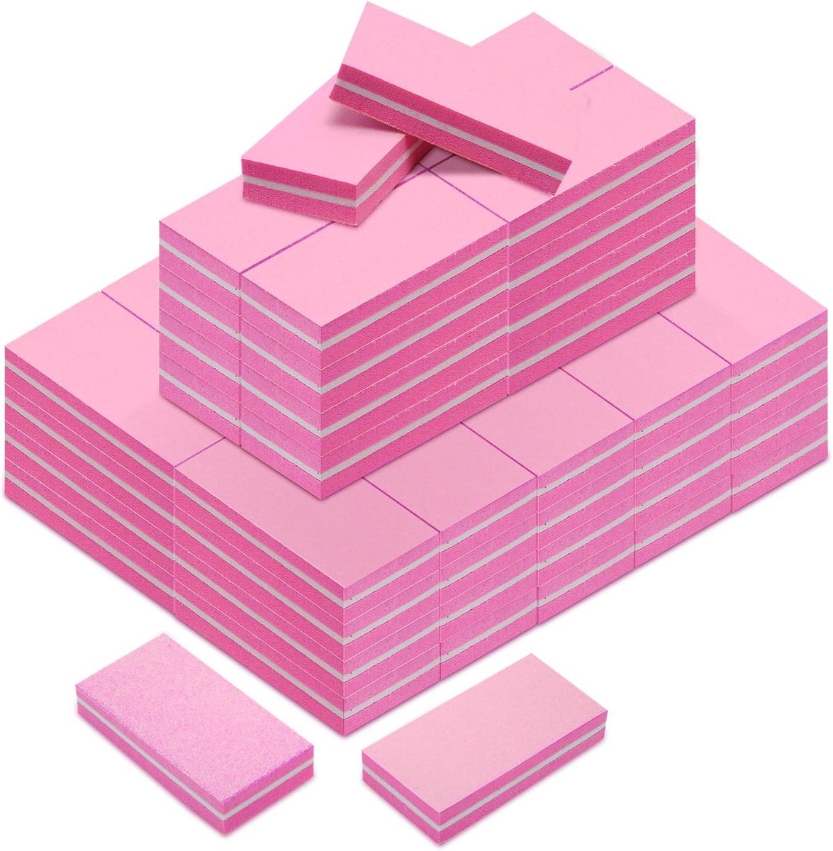Nagelvijl buffer block 100/180 - dubbelzijdig medium - roze - voor gel- en acrylnagels - ShopVlot