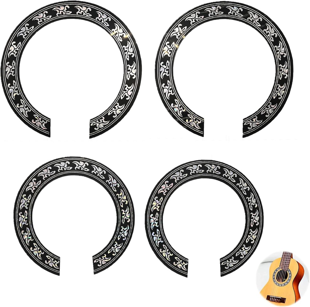 Guitar stickers 4 stuks - paarse houten inleg - zelfklevend - eenvoudig aan te brengen - ShopVlot