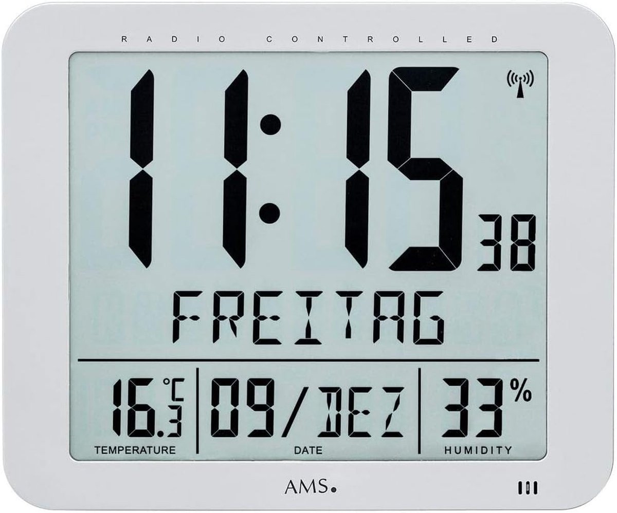 Wandklok digitale tijd - met thermometer en alarmfunctie - tijdloos design - makkelijk afleesbaar - ShopVlot