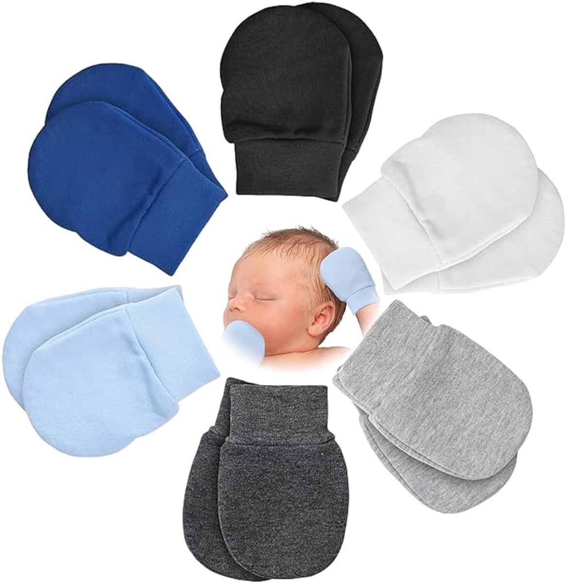 Babyhandschoenen 0-6 maanden - Katoen - 6 paar in verschillende kleuren - Beschermt kleine handjes - ShopVlot