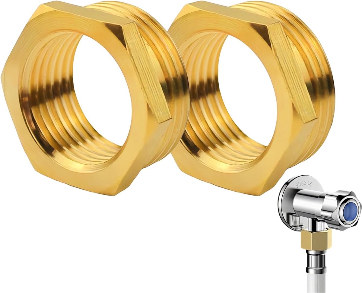 Brass adapter 1 inch naar 3/4 inch - 2 stuks - messing - veilige verbinding voor water en gas - ShopVlot