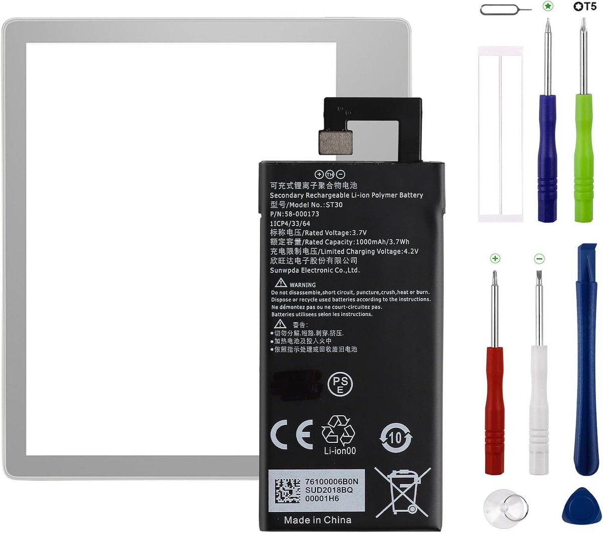 Batterij vervanging 1000mAh - geschikt voor K-Oasis 3 10th ST29 ST30 - incl. gereedschap - ShopVlot
