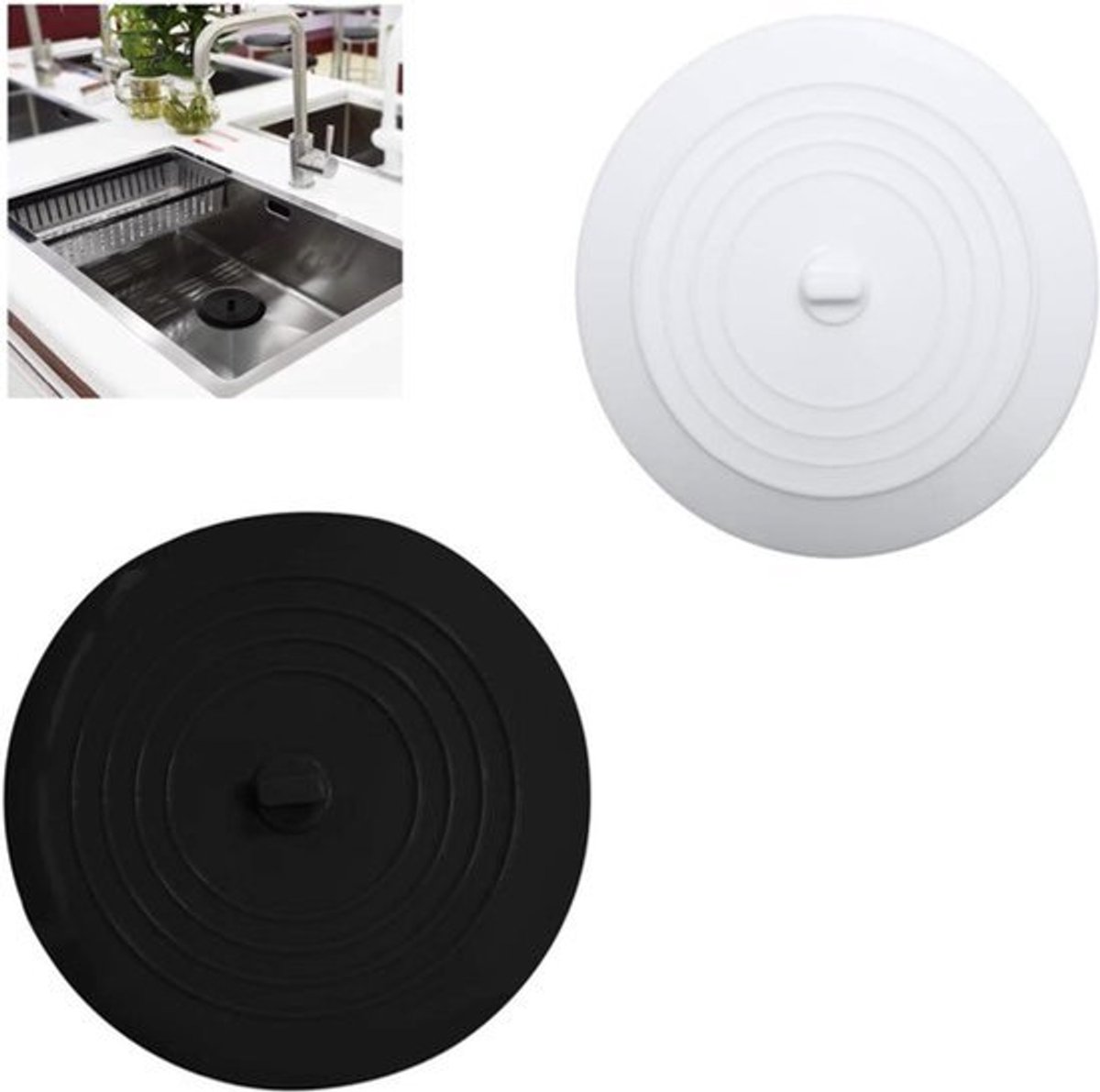Afvoerstop 2 stuks van siliconenrubber voor keuken badkamer badkuip gootsteen 155 cm