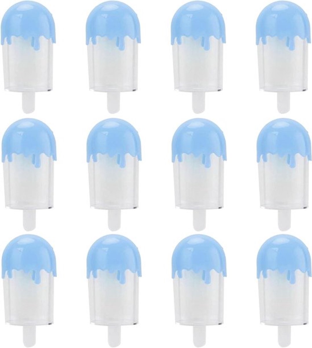 12-delige set plastic snoepkoffers van 11x5 cm in meerdere kleuren, ideaal voor het organiseren en bewaren van snoep op bruiloften en feestjes, met gepersonaliseerde opbergmogelijkheden