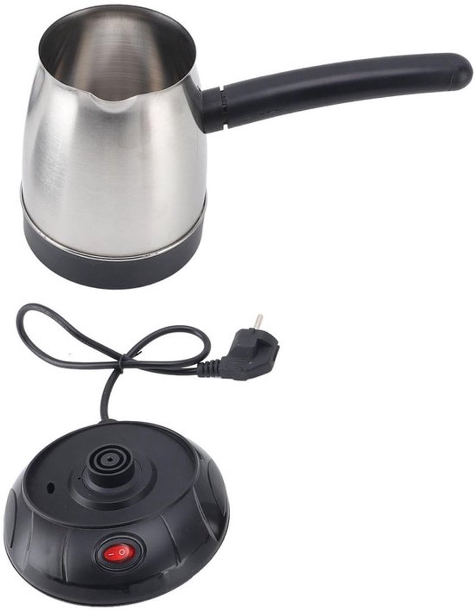 Elektrische Turkse Koffiezetter Pot RVS 600W 500ML met Groot Afneembaar Handvat voor Gezinsgebruik, EU Plug 220V