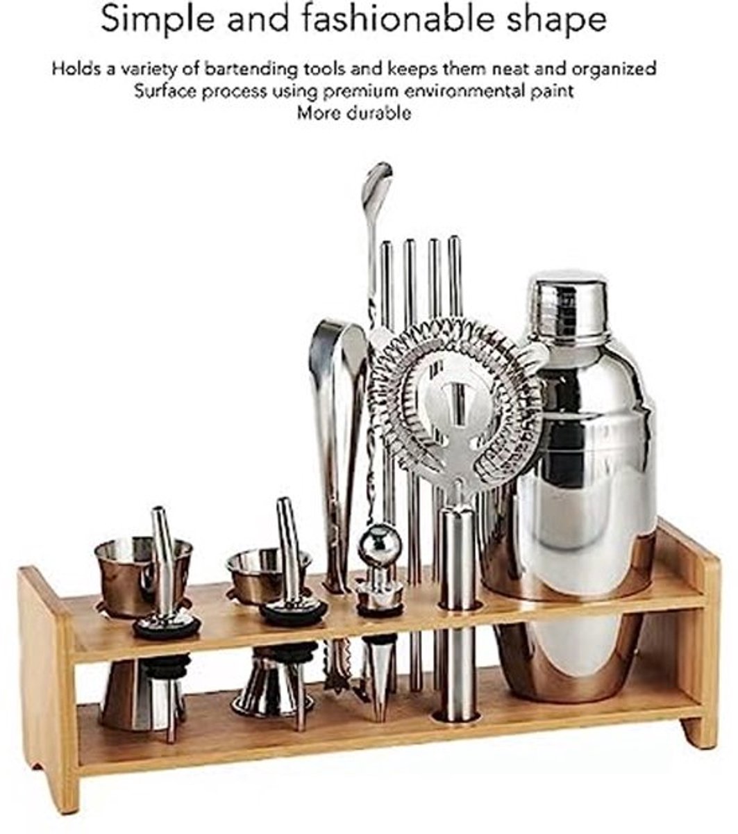 Bamboe barmanset, grote capaciteit, displaybar-eindgereedschap, compact voor thuisbars, draagbaar voor thuisbars