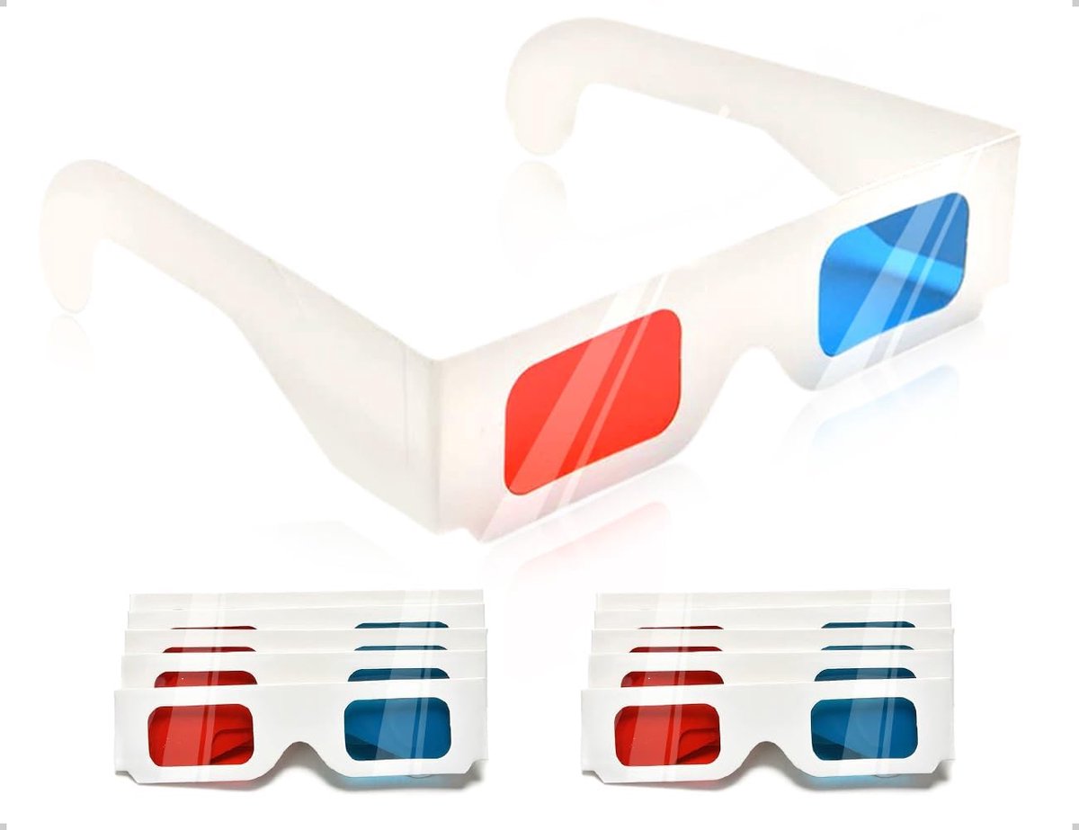 3D brillen 10 paar - papieren stereo brillen - rode en blauwe lenzen - voor 3D films en schoolprojecten - ShopVlot