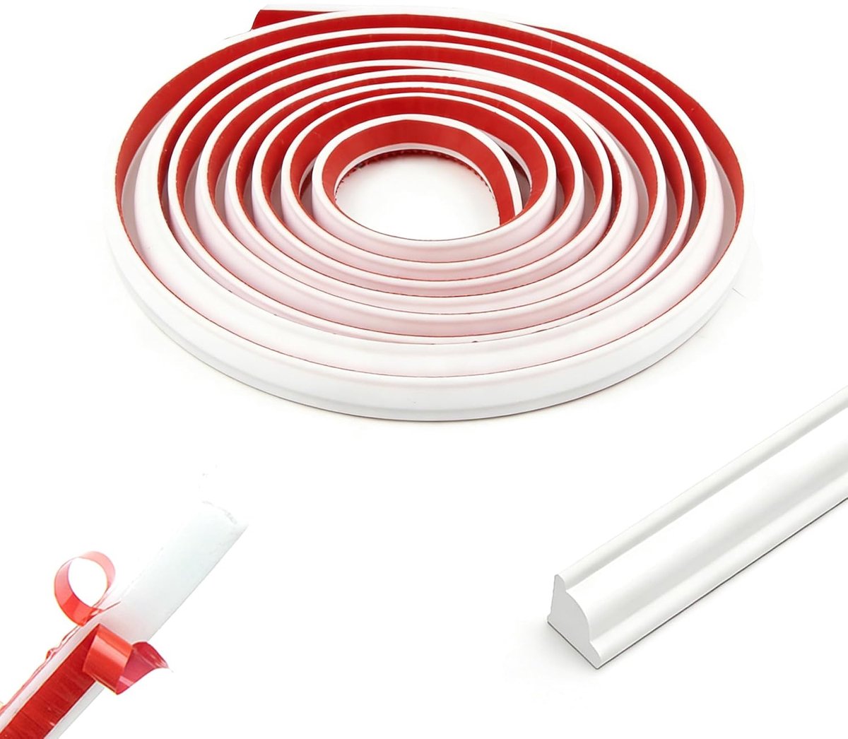 PVC wandafwerkingen 3 m - zelfklevend kwart rond profiel - verfbaar - naadloze afwerking voor hoeken - ShopVlot