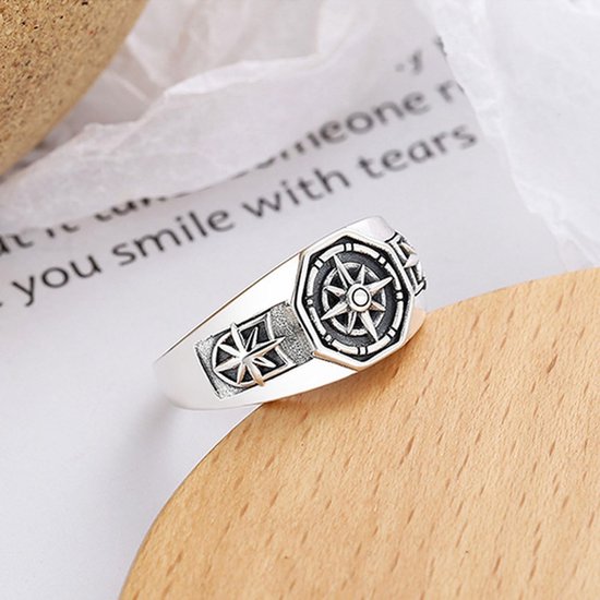 Fidgetring verstelbaar zilver - zwarte bergringen - vintage retro stijl - perfecte fidgetring voor mannen - SnelShoppen van Snelshoppen — afbeelding 5