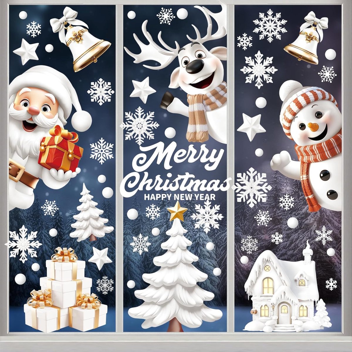 Kerststickers voor ramen 146 stuks - Dubbelzijdig herbruikbaar - PVC materiaal - Eenvoudig te verwijderen - SnelShoppen