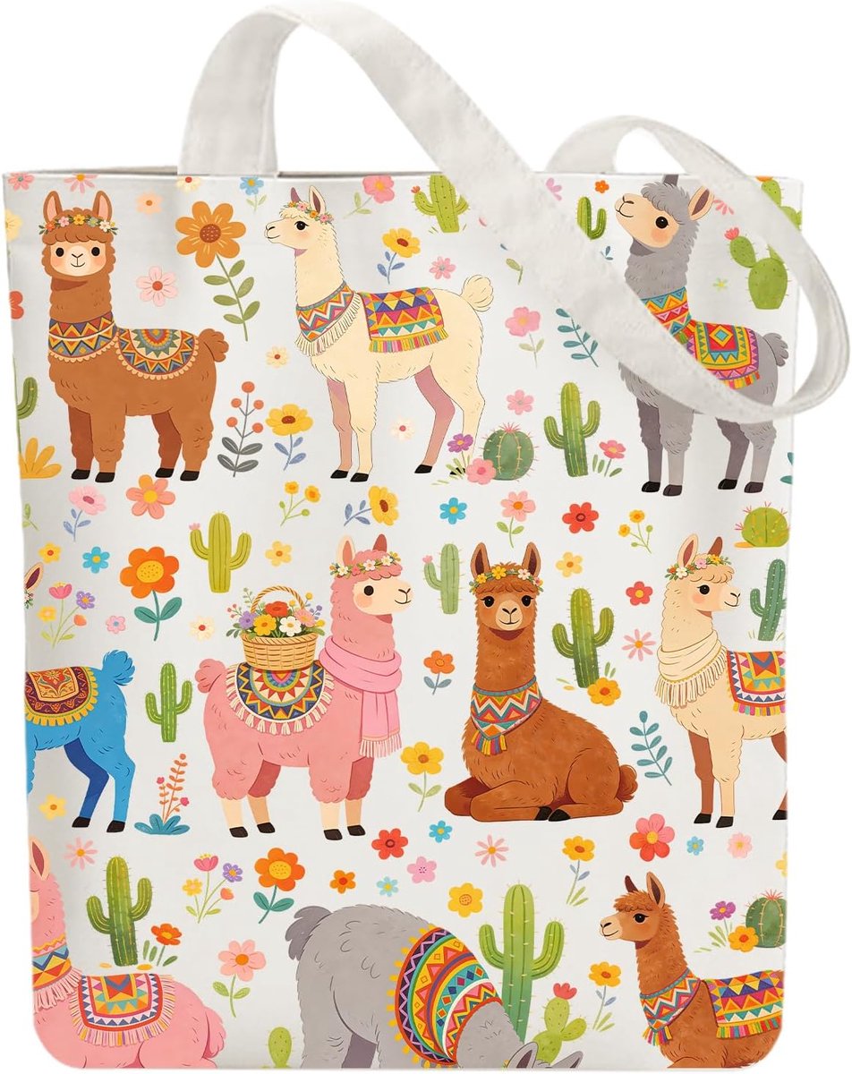 Canvas draagtas cute - herbruikbaar katoen - duurzaam en opvouwbaar - ideaal voor winkelen - SnelShoppen