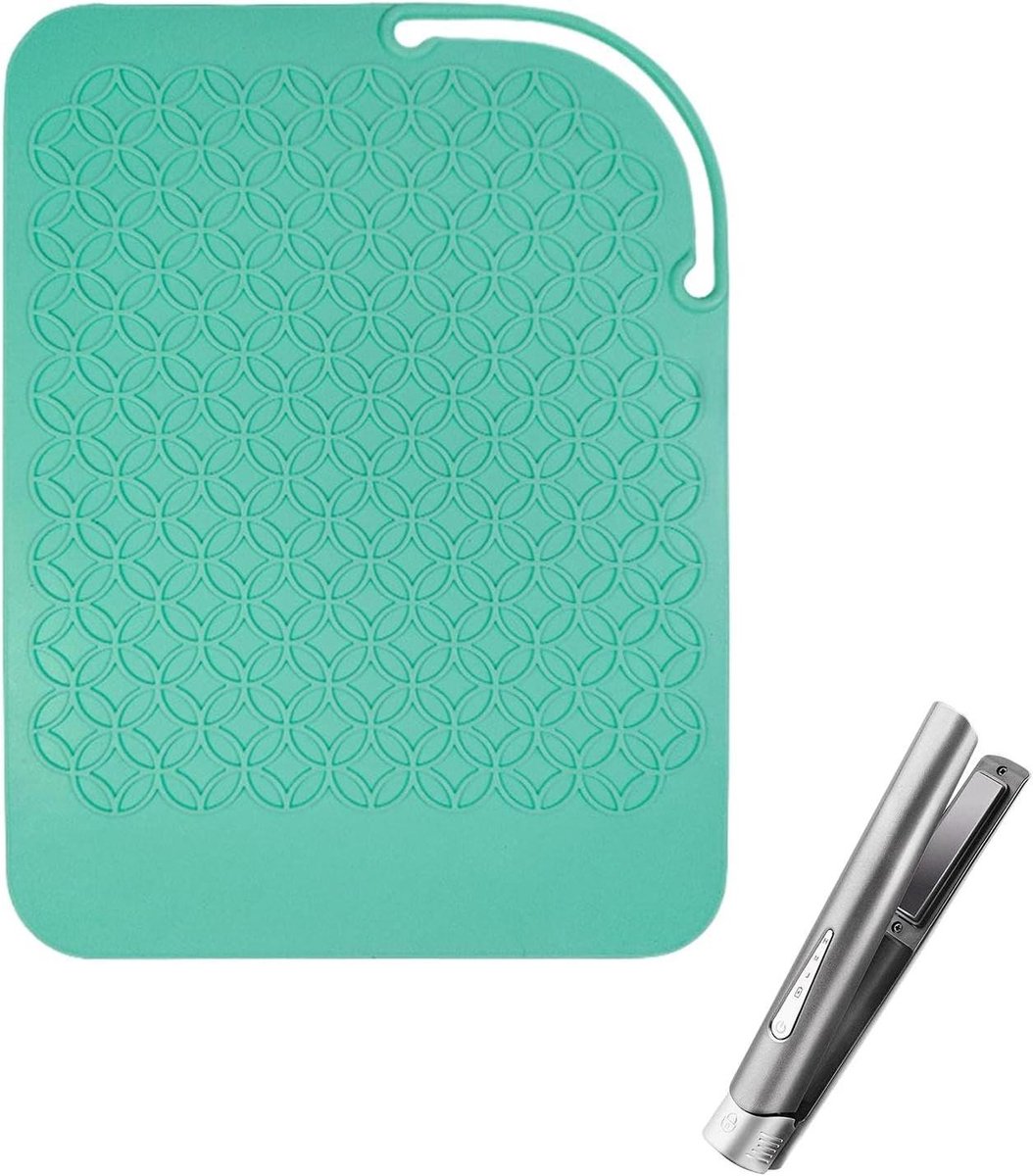 Krultang Mat - Hittebestendig Kussen - Veilig Stylen - Antislip Siliconen - 21x15.6 cm - Zwart