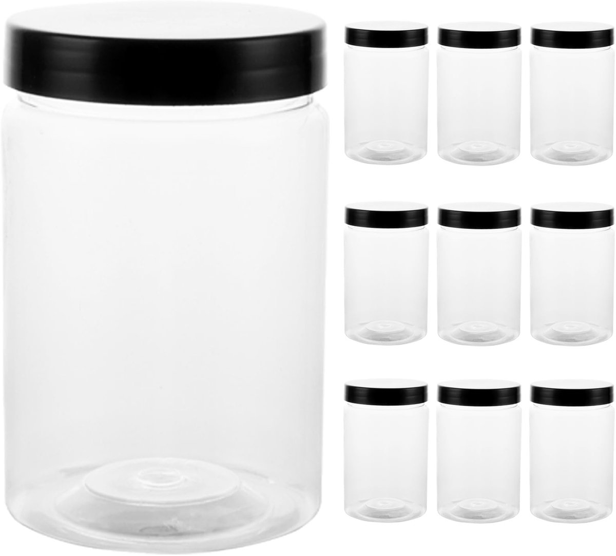 Set van 10 voorraaddozen, BPA-vrij, 300 ml, set voorraadpotten, luchtdichte containers van kunststof met deksel, kunststof voorraaddozen voor keuken thuis, levensmiddelen, specerijen cosmetica