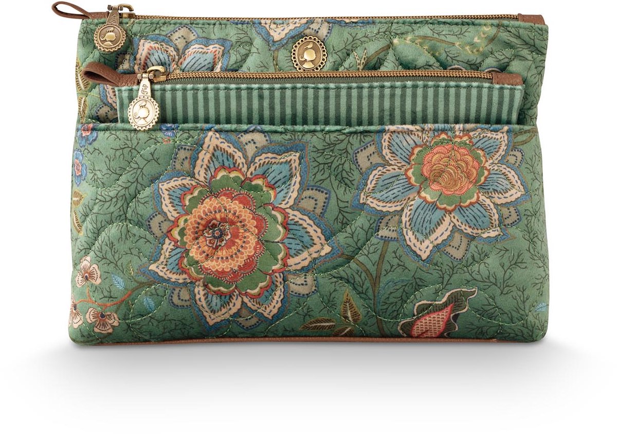 Pip Studio - Toilettas - Caryn Mumbai Morning - Groen - 26x7,5x18cm